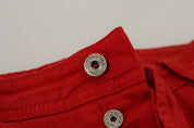 Red Cotton Straight Fit Men Denim Jeans