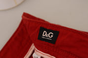 Red Cotton Straight Fit Men Denim Jeans