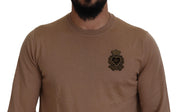 Beige Cashmere Crown Logo Pullover Sweater