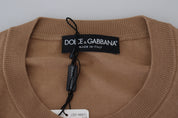 Beige Cashmere Crown Logo Pullover Sweater