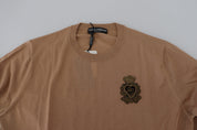 Beige Cashmere Crown Logo Pullover Sweater
