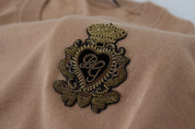 Beige Cashmere Crown Logo Pullover Sweater