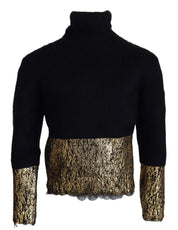 Black Gold Turtleneck Mohair Pullover Mens Sweater