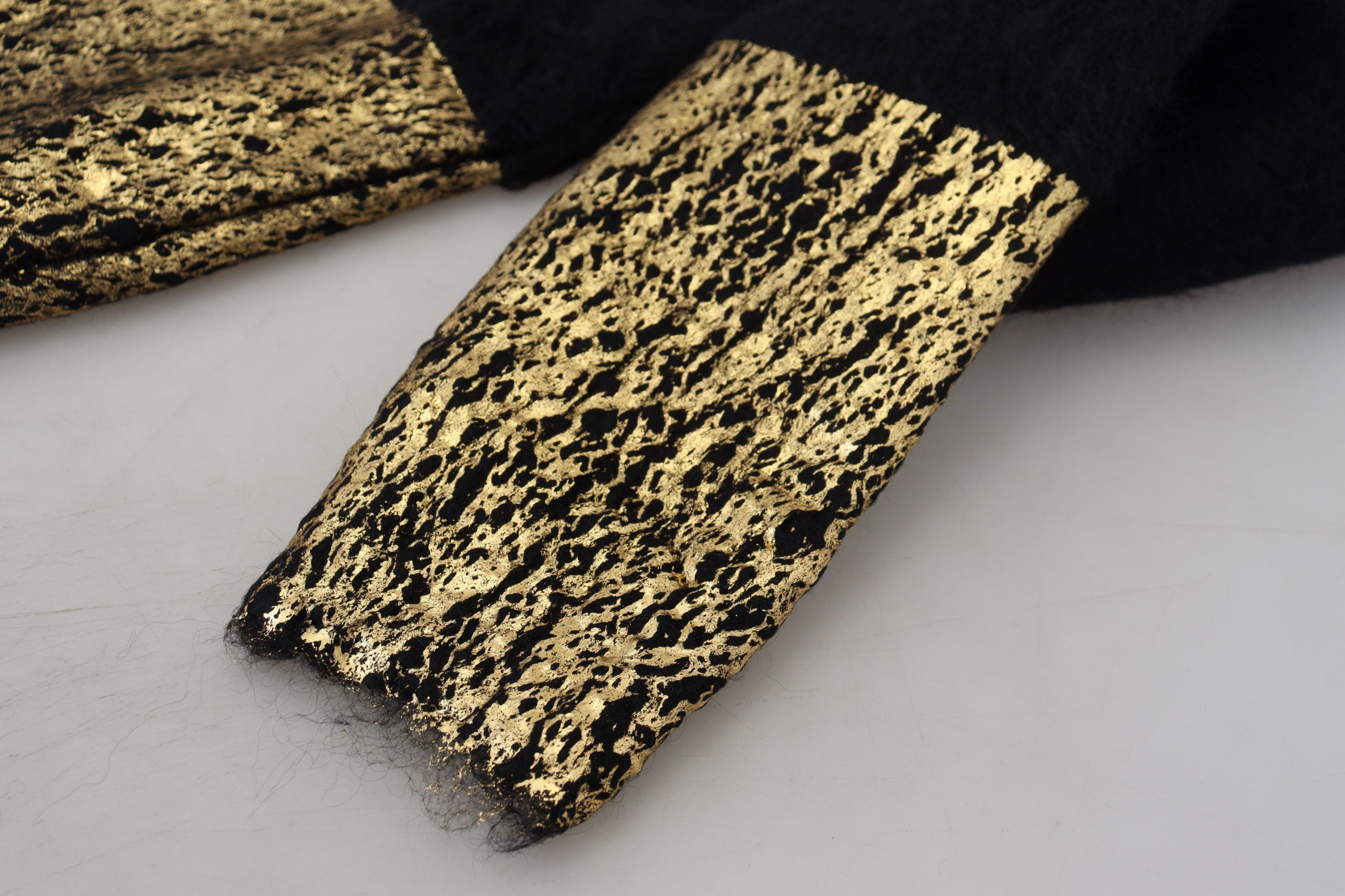 Black Gold Turtleneck Mohair Pullover Mens Sweater