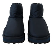 Blue Nylon Boots Padded Mid Calf Shoes
