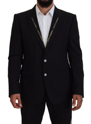 Black Wool Stretch Slim Fit Jacket Blazer