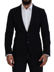 Black Wool Crown Slim Fit Jacket Blazer