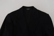 Black Wool Crown Slim Fit Jacket Blazer