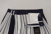 White Cotton Striped Cropped Pants