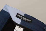 Blue Cotton Straight Fit Pants