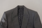 Gray Wool Silk Slim Fit Jacket Blazer