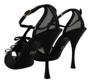 Black Stiletto High Heels Sandals Shoes