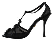 Black Stiletto High Heels Sandals Shoes