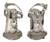 Silver Crystals Strap Buckle High Heel Sandals