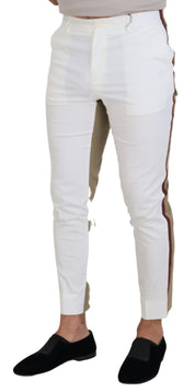 White Brown Slim Fit Chino Pants