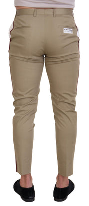 White Brown Slim Fit Chino Pants