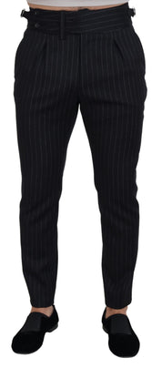 Black Wool Striped Chino Pants