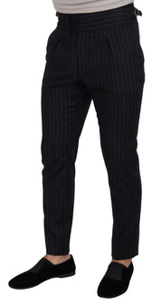 Black Wool Striped Chino Pants