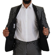 Black White Silk MARTINI Slim Fit Suit