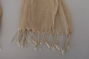 Beige bomullssjal med fransar