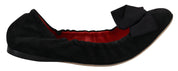 Black Suede Flat Slip On Ballet Shoes