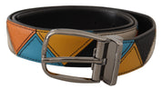 Multicolor Leather Silver Tone Logo Buckle Belt