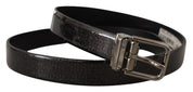 Black Vernice Puntinata Leather Silver Tone Metal Belt