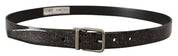 Black Goccia Glitter Patent Leather Buckle Vernice Belt