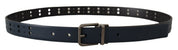 Blue Perforated Skinny Leather Metal Buckle Belt