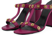 Elegant Purple Calf Leather High Sandals