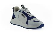 Elegant Blue and White Leather Sneakers