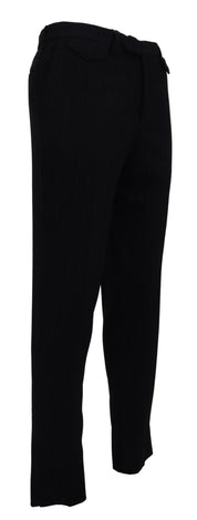 Black Cotton Straight Fit Men Formal Pants