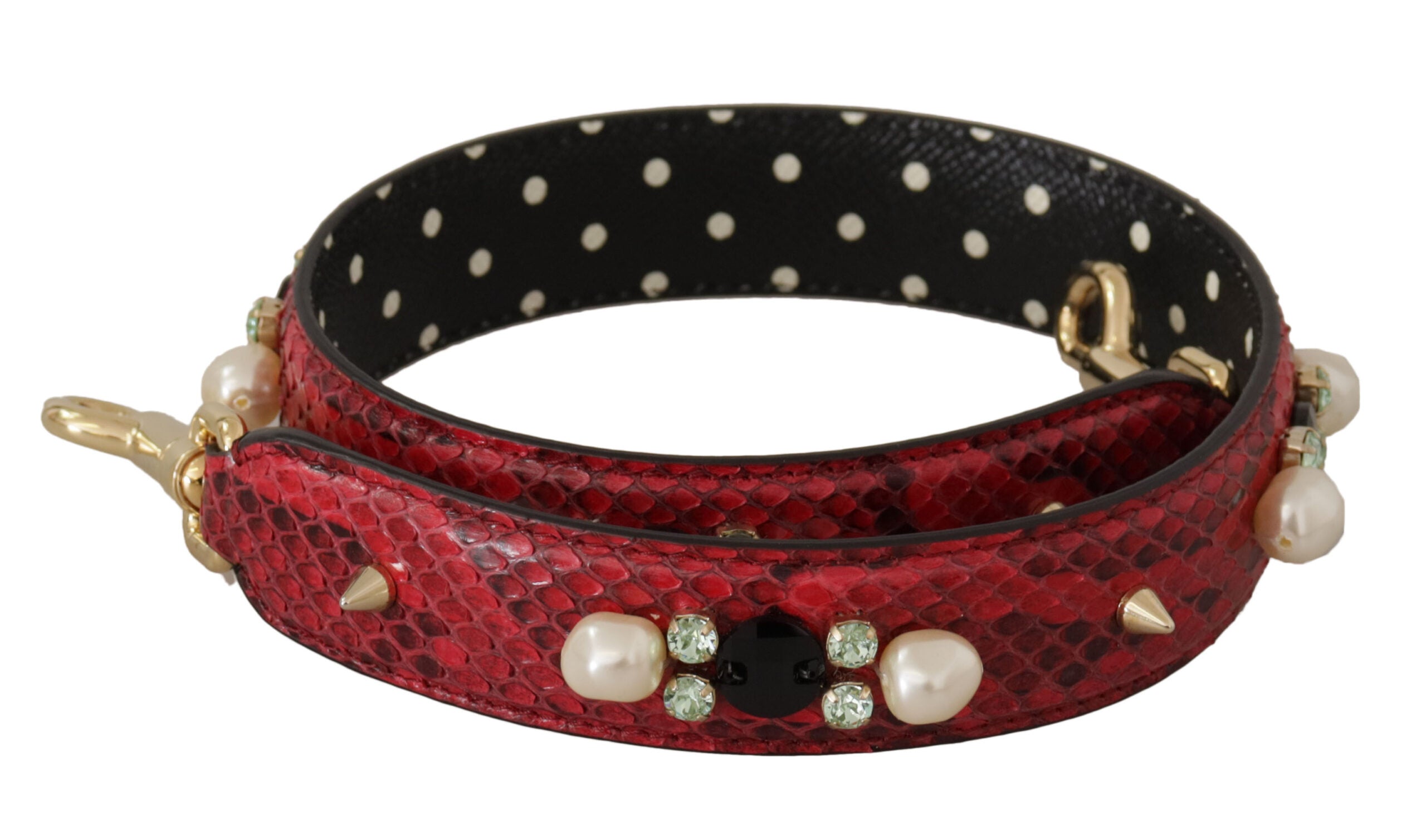 Dolce & Gabbana Red Python Leather Shoulder Strap