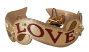 Dolce & Gabbana Gold Leather Shoulder Strap