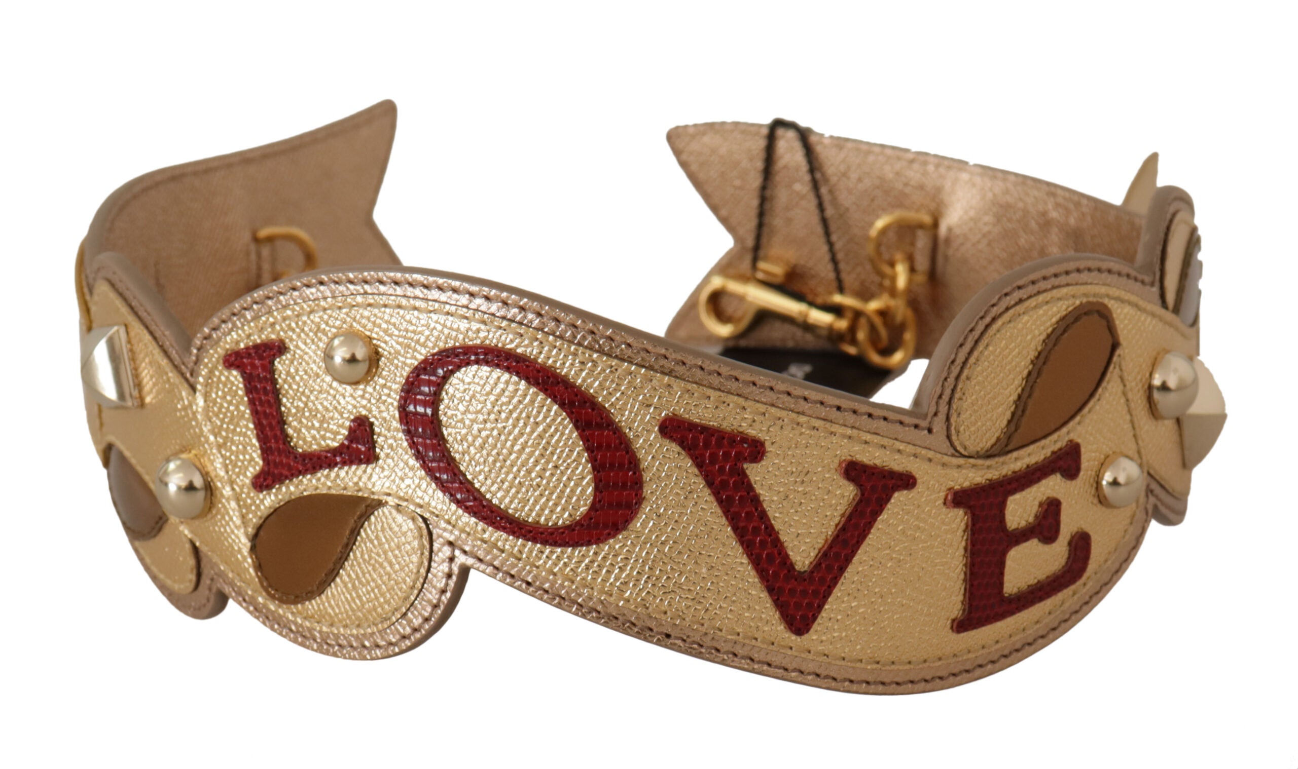 Dolce & Gabbana Gold Leather Shoulder Strap