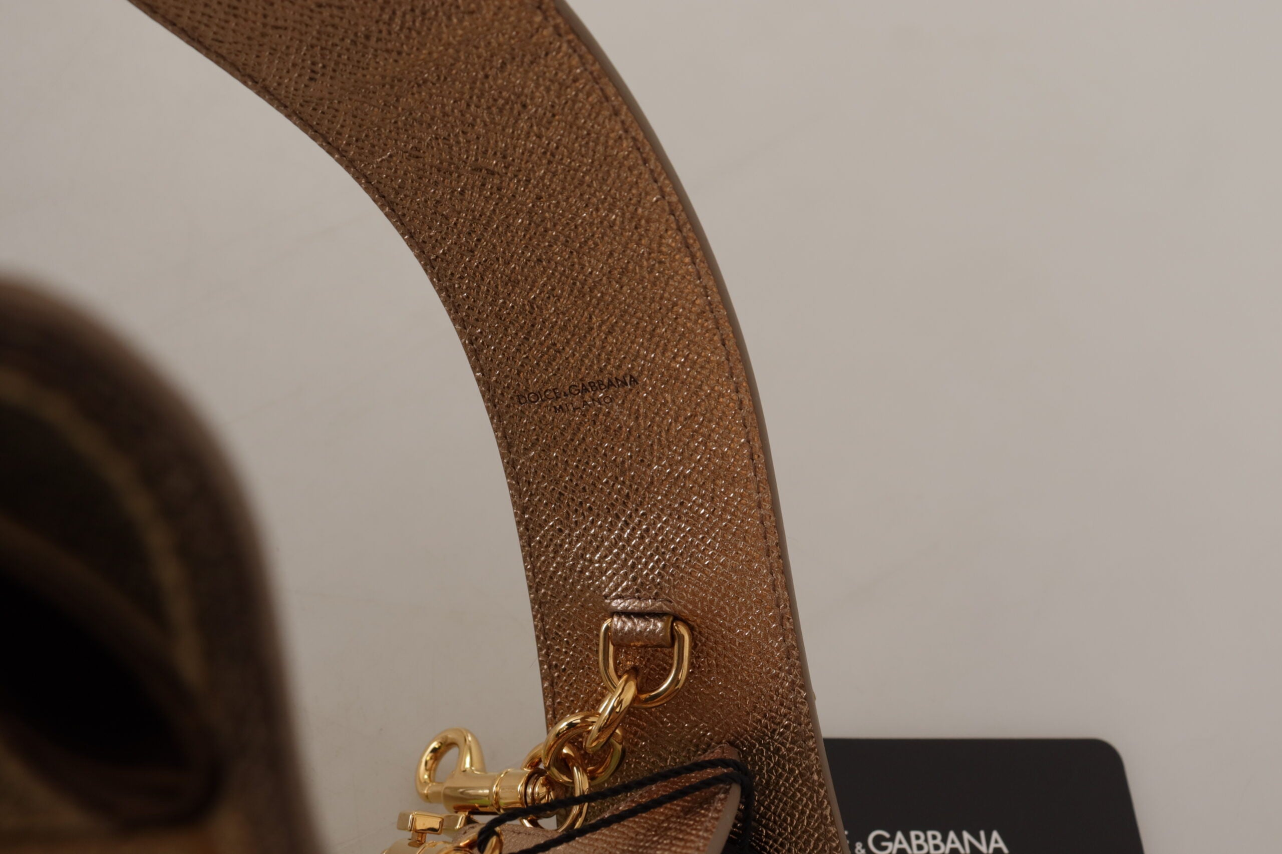 Dolce & Gabbana Gold Leather Shoulder Strap