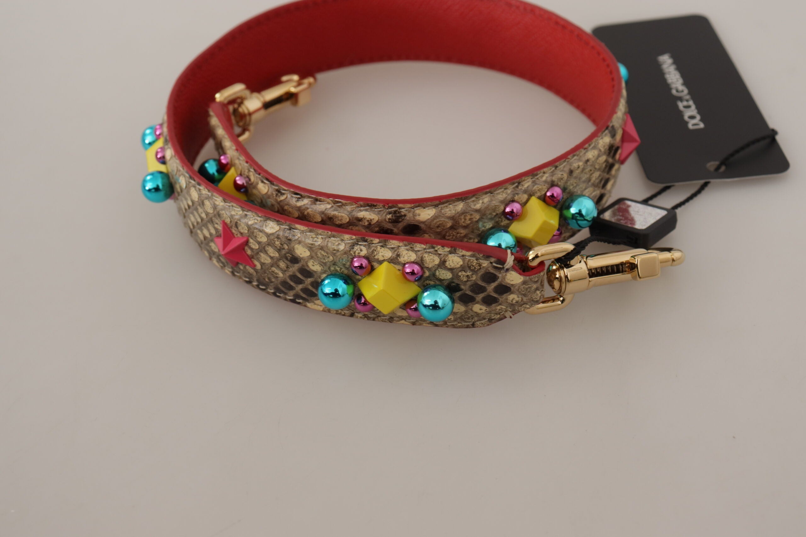 Dolce & Gabbana Beige Python Leather Shoulder Strap