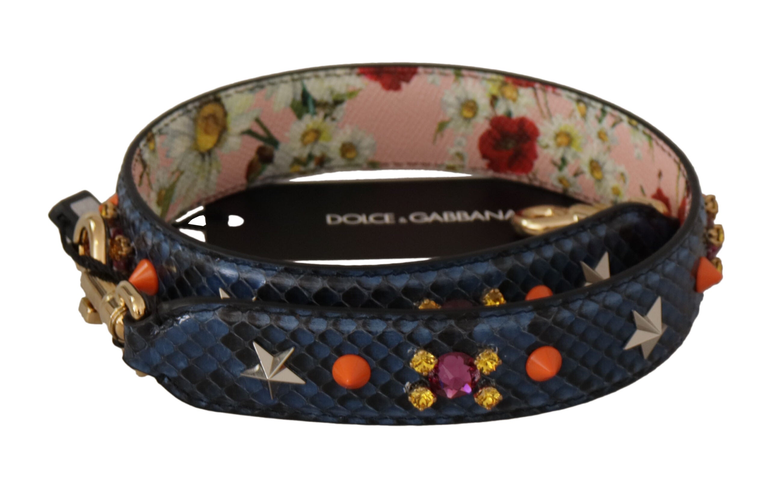 Dolce & Gabbana Blue Python Leather Shoulder Strap