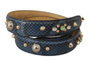 Dolce & Gabbana Blue Python Leather Shoulder Strap