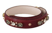 Dolce & Gabbana Bordeaux Python Leather Shoulder Strap
