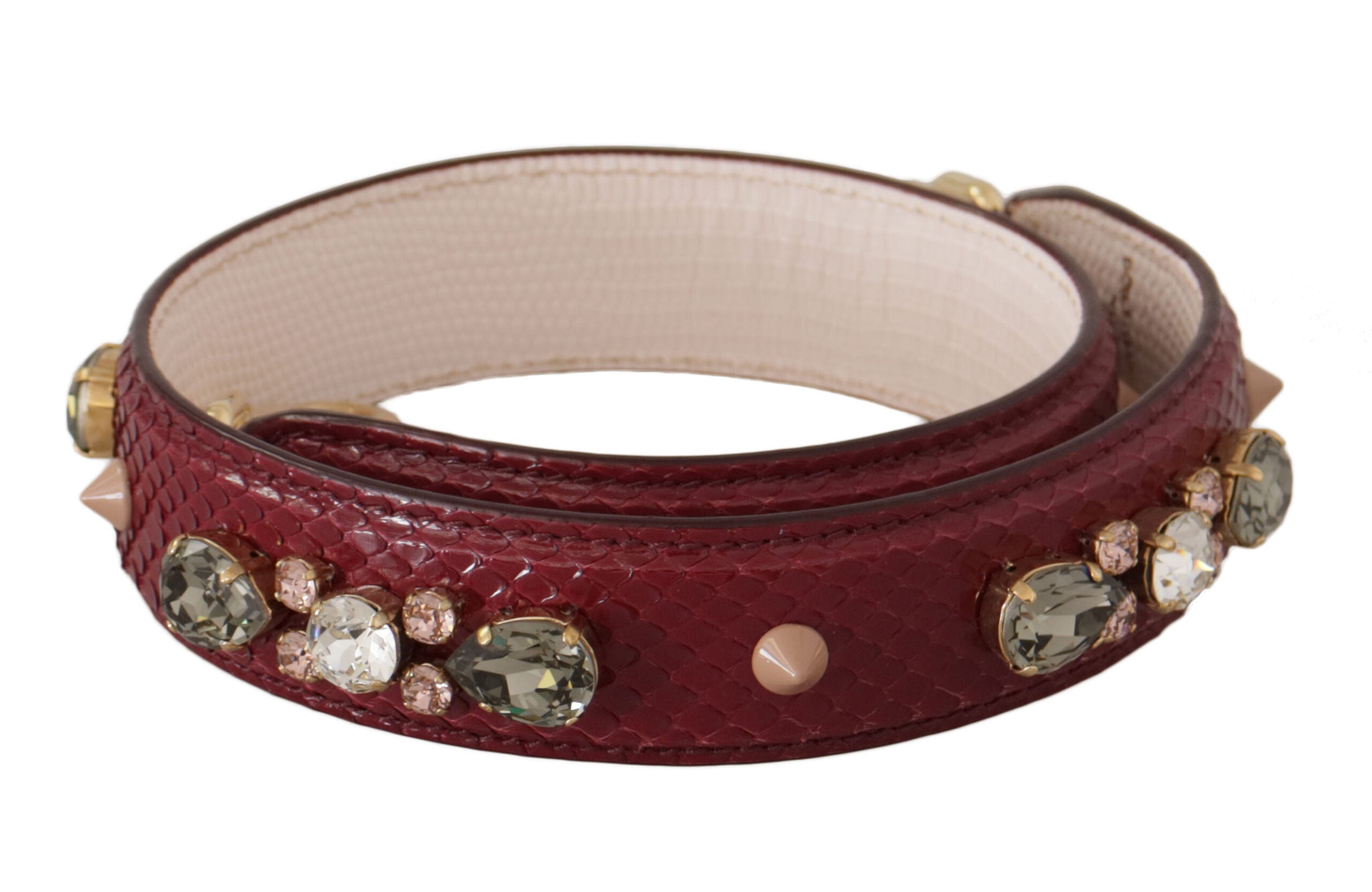 Dolce & Gabbana Bordeaux Python Leather Shoulder Strap