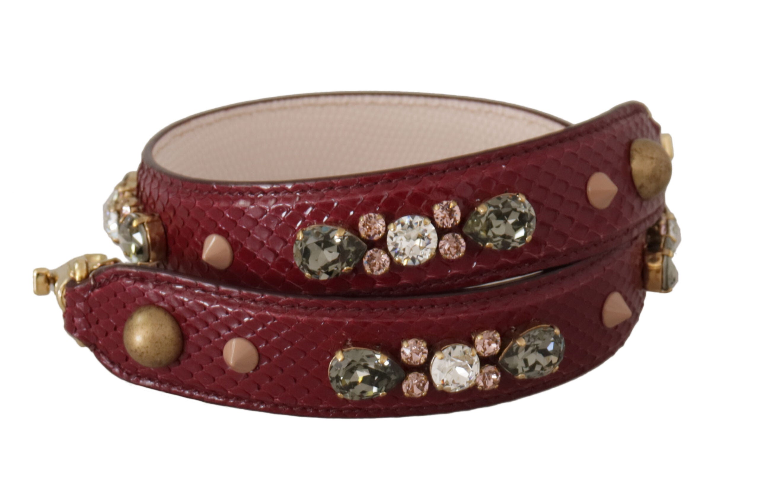 Dolce & Gabbana Bordeaux Python Leather Shoulder Strap