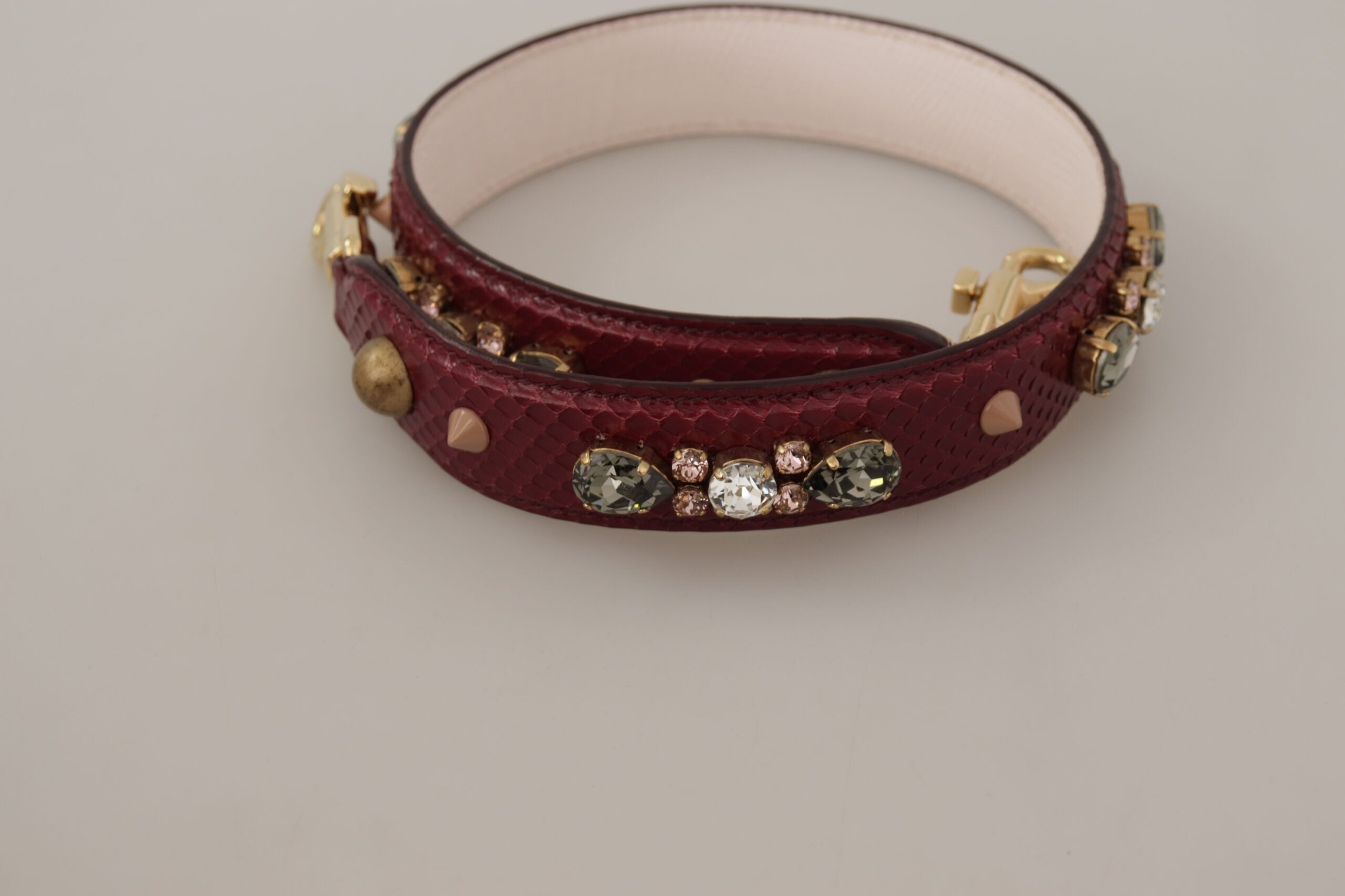 Dolce & Gabbana Bordeaux Python Leather Shoulder Strap