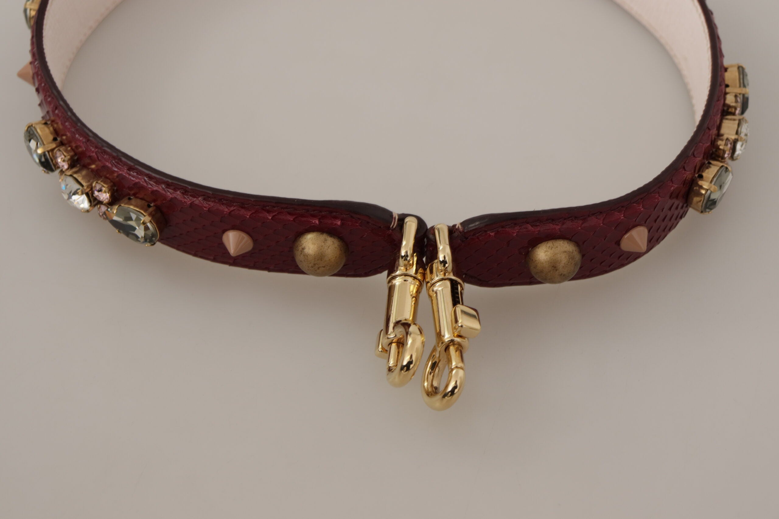 Dolce & Gabbana Bordeaux Python Leather Shoulder Strap