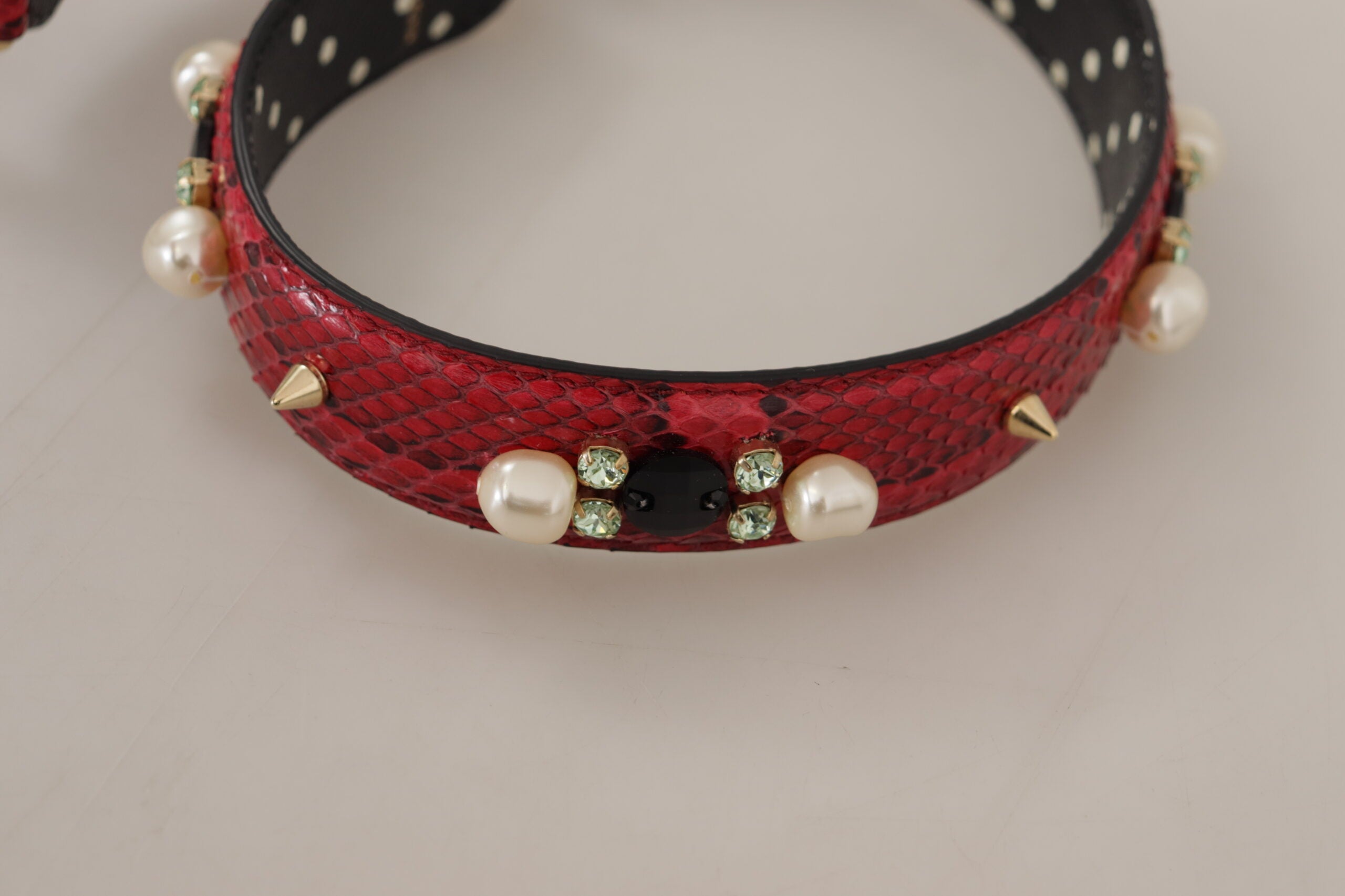Dolce & Gabbana Red Python Leather Shoulder Strap