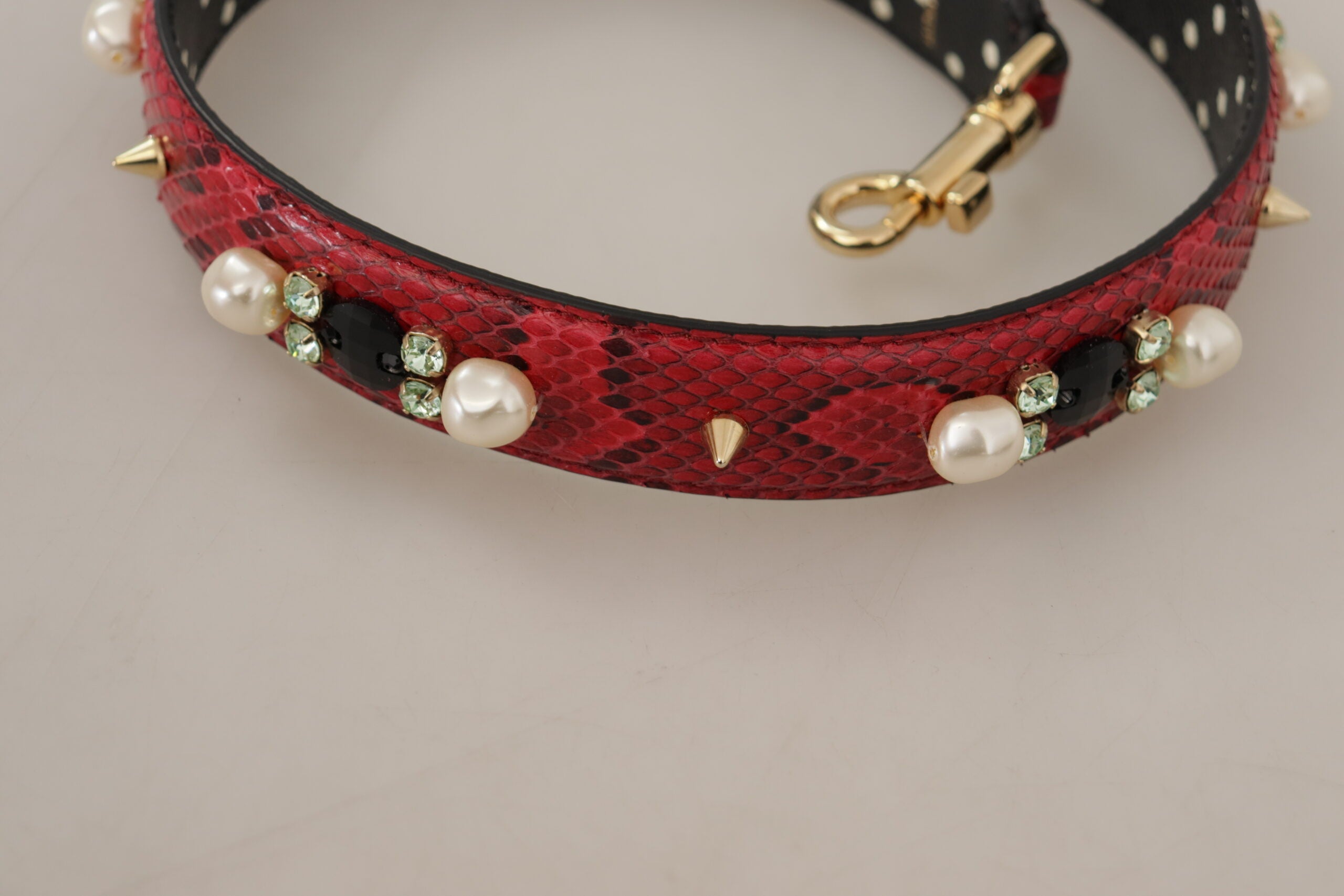 Dolce & Gabbana Red Python Leather Shoulder Strap