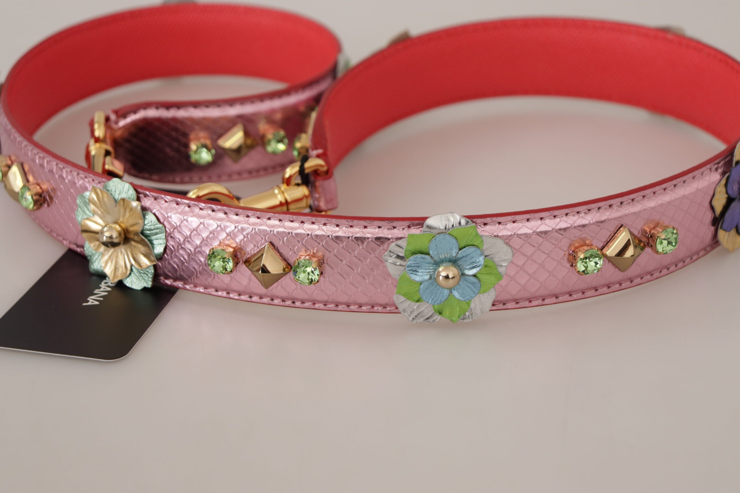 Dolce & Gabbana Metallic Pink Leather Shoulder Strap