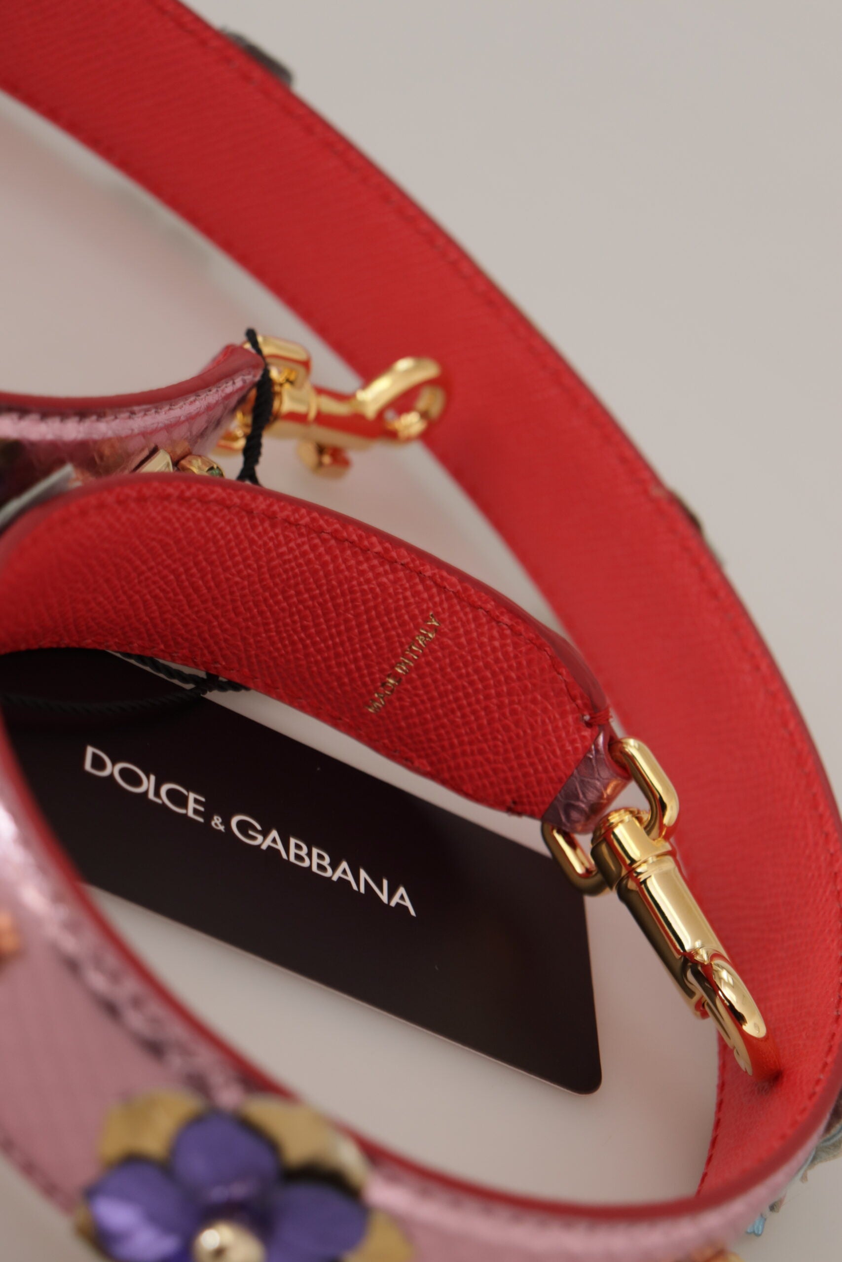 Dolce & Gabbana Metallic Pink Leather Shoulder Strap