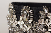 Black Silk Brass Crystal Embellished Waist Belt