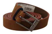 Brown Logo Engraved Metal Waist Buckle Belt